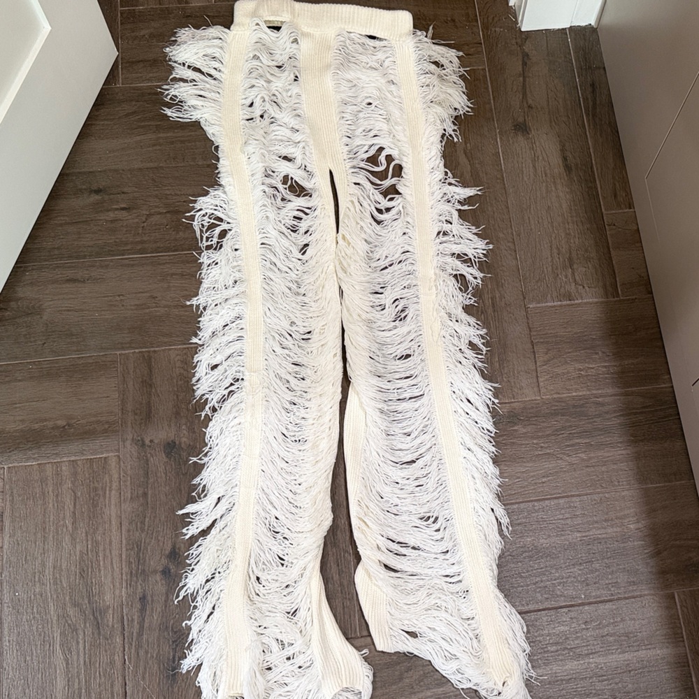White Fringe Pants (new) (bachelorette or festival pants)